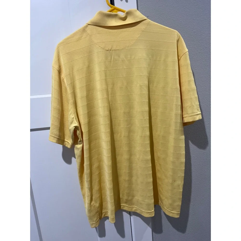 Marc Edwards Mens XL Yellow Textured Stripe Short Sleeve Polo Shirt - Picture 4 of 4
